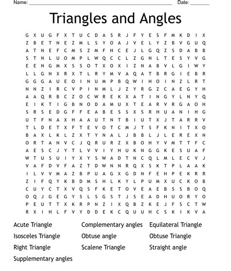 Triangles And Angles Word Search Wordmint