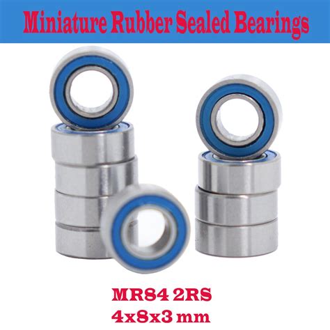 MR84RS 베어링 ABEC 3 10PCS 4 8 3mm 미니어처 MR84 2RS 볼 베어링 RS MR84 2RS 블루 밀폐