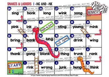 Glued Sounds Ng Nk Game Snakes And Ladders By Busy Bee Studio Tpt