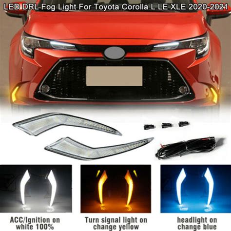 Front Bumper Led Fog Lights Drl Indicator For Toyota Corolla L Le Xle