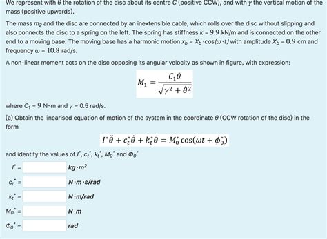 Solved The System In Figure Is Composed By A Disc Of Mass M1 90 Course Hero