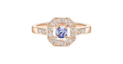 Bague Or Rose Tanzanite Art D Co Rond Mm Gemmyo