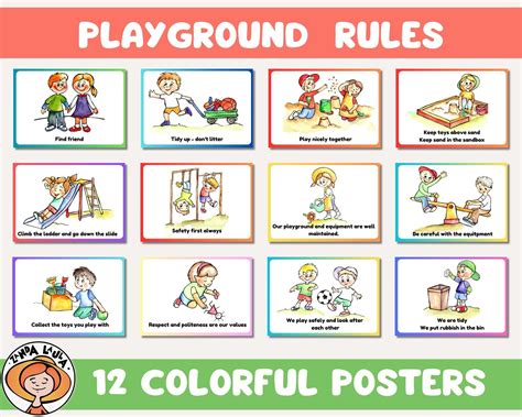 Playground Safety Rules Posters For Kids Printable Kids Play Rules