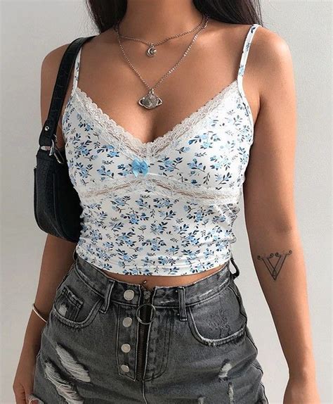 Floral Camisole With Bow In 2020 Fashion Beachwear Fashion Lace