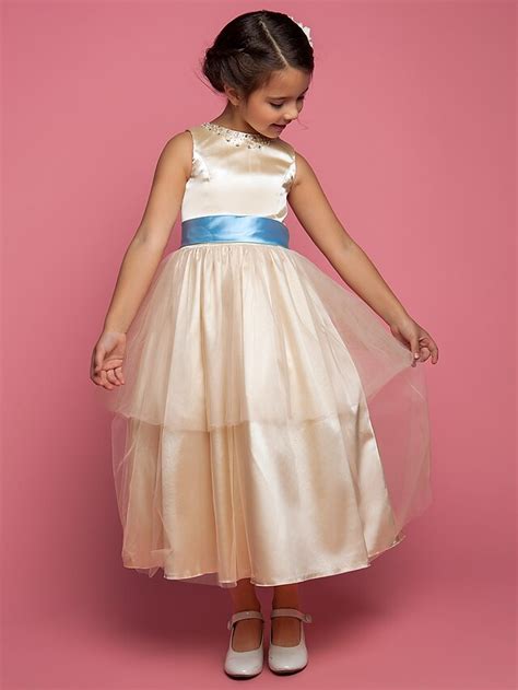 A Line Princess Ankle Length Flower Girl Dress Tulle Stretch