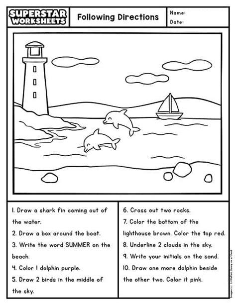 Following Directions Worksheets Superstar Worksheets Worksheets Library