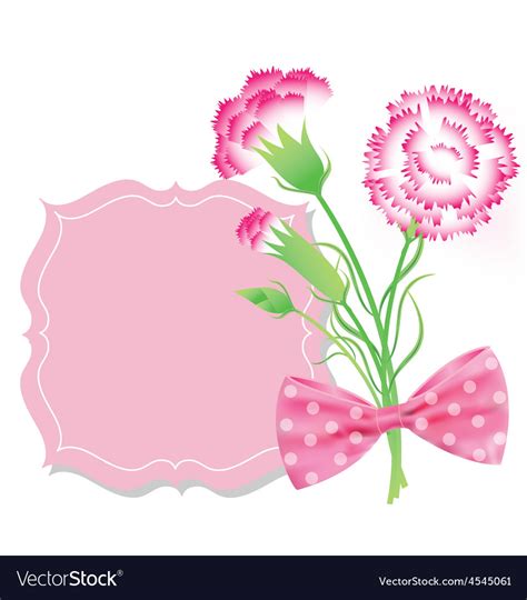 Carnation With Pink Card For Mothers Day Vector Image