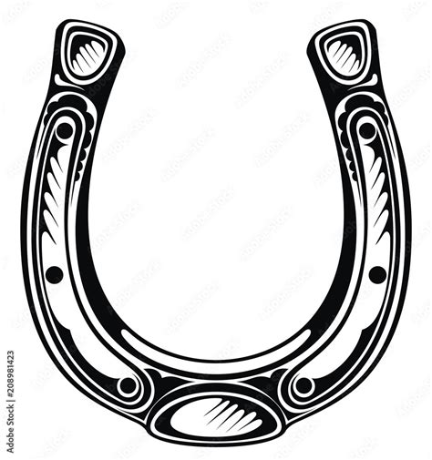 Hand drawn lucky horseshoe. Tattoo design Stock Vector | Adobe Stock