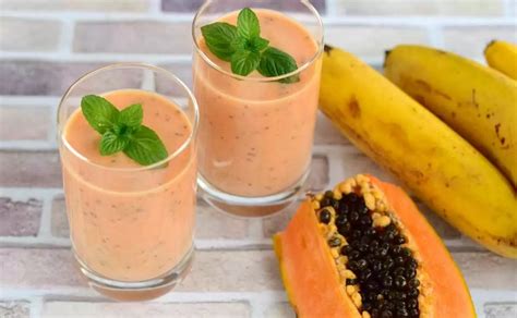 Receta De Batido De Papaya Banana Y Yogurt Smoothie Facil