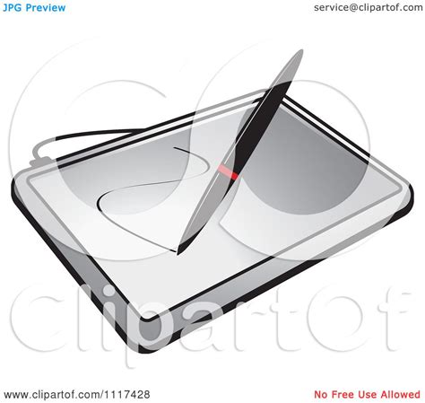 Clipart Of A Stylus Pen Drawing On A Computer Graphics Tablet Royalty