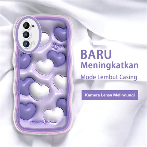 Jual Oppo Reno 3 4 4f 5 6 7 8 Z 8t 5g 4g Casing Ponsel 3d Pola Hati Cinta Ungu Warna Warni