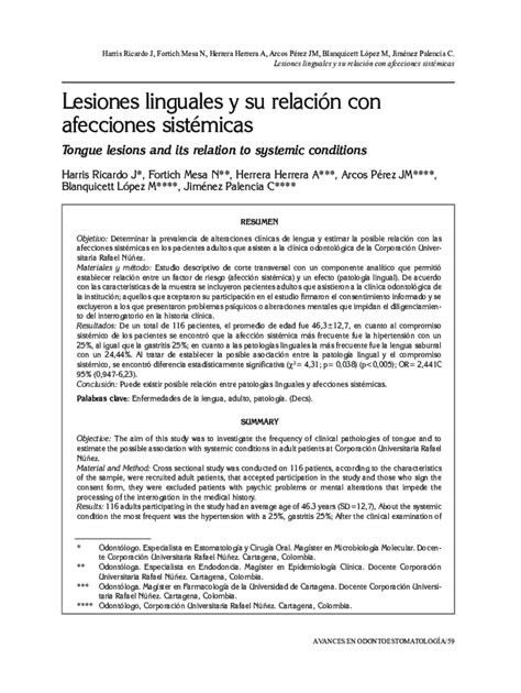 Fillable Online Scielo Isciii Lesiones Linguales Y Su Relacin Con