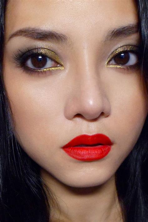 Jazzed Up Classic Charcoal And Gold Eye With Scarlet Lips Via The