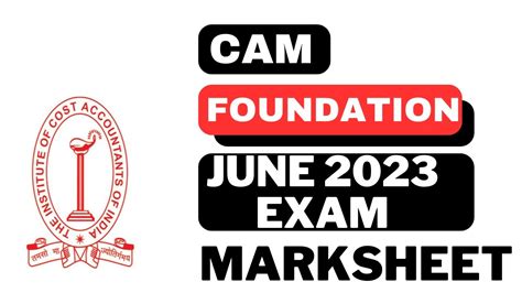 Cma Foundation June 2023 Exam Marksheet Hardcopy Send By Icmai YouTube