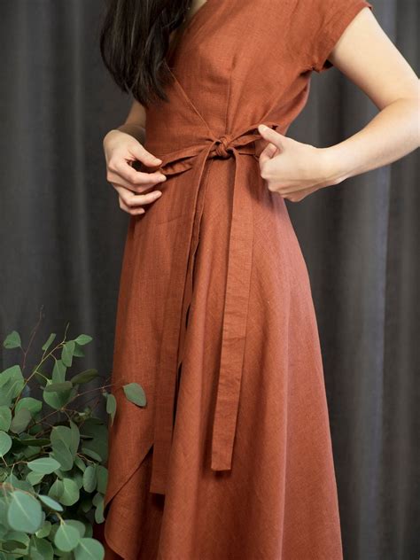 Linen Wrap Dresses For Women Wrap Dress Midi Summer Wrap Dress Linen