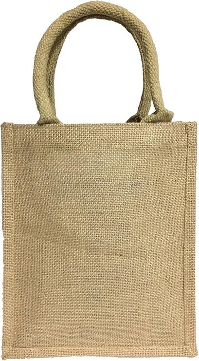 Amazon Reusable Natural Jute Burlap Tote Bag Laminated Interior W