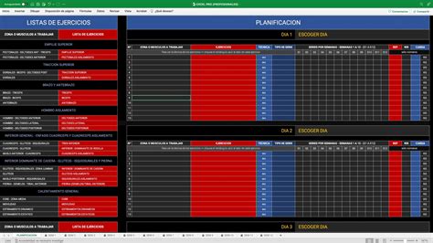 Excel De Planificación De Entrenamiento Salud Y Fitness