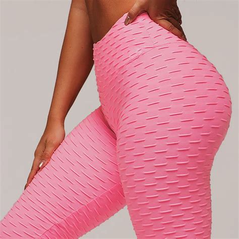 2018 Sexy Yoga Pants Pink Sport Leggings High Waist Push Up Fitness Slim Gym Running Tights