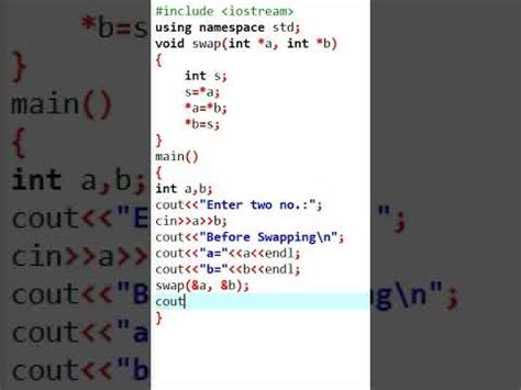 Program To Perform Function Call By Reference With Swapping In C