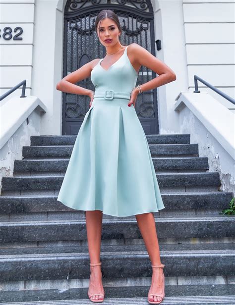 Vestido Midi Camila Verde Menta Verline