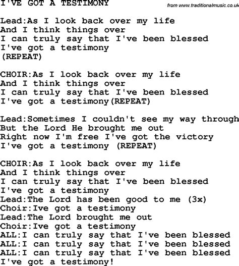 Country Southern And Bluegrass Gospel Song I Ve Got A Testimony Lyrics