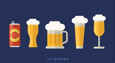 Descarga Vector De Conjunto De Iconos De Vasos De Cerveza