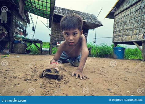 Poor Cambodian Kid Playing Editorial Image Image Of Flag 8433685