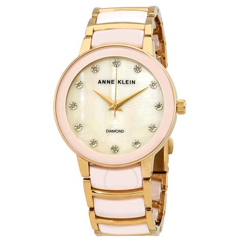 Anne Klein Diamondpink Mother Of Pearl Dial Ladies Watch 2672lpgb