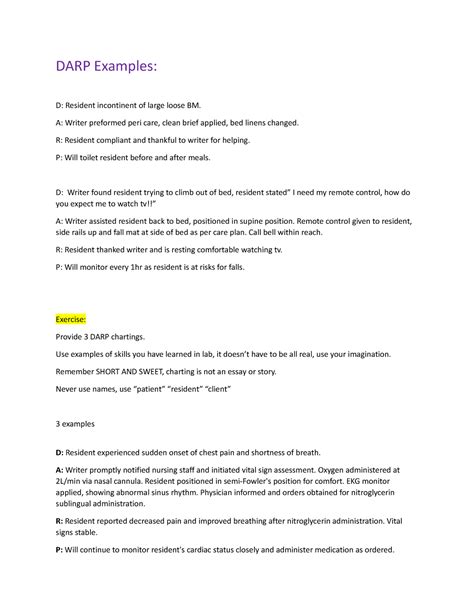 Darp Exercise Cpnp 105 Notes For Darp Darp Examples D Resident