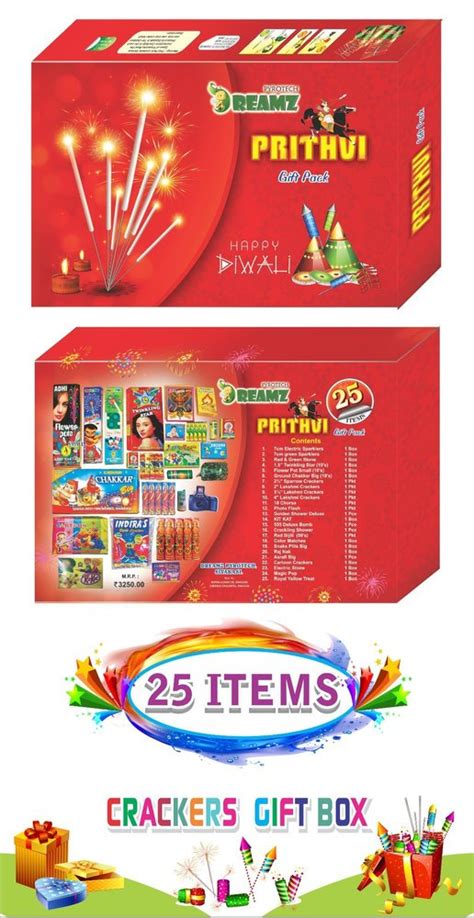 Multicolor Diwali Crackers Gift Box Prithvi Items Dreamz