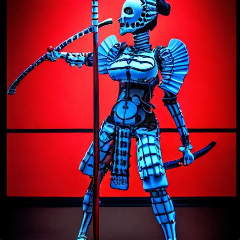 Krea Ai Female Porcelain Cyborg Geisha Samurai Skeletal M