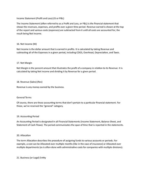 Income Statement Lecture Notes 6 10 Income Statement Proit And Loss Is Or Pandl The Income