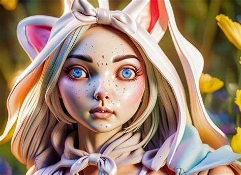 Bunny Rabbit Big Ears Human Animal Hybrid Anime Girl Manga Style
