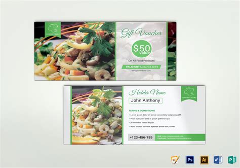 Food T Voucher Design Template In Psd Word Publisher Pages