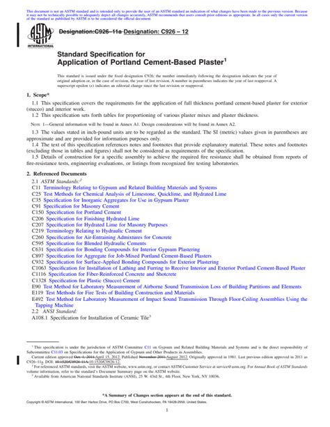 Astm C926 12 Standard Specification For Application Of Portland