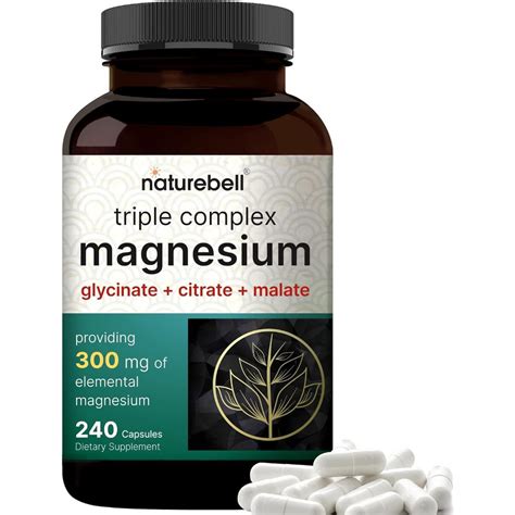 Naturebell Triple Complex Magnesium 240 Capsules Magnesium Glycinate 500mg With Citrate