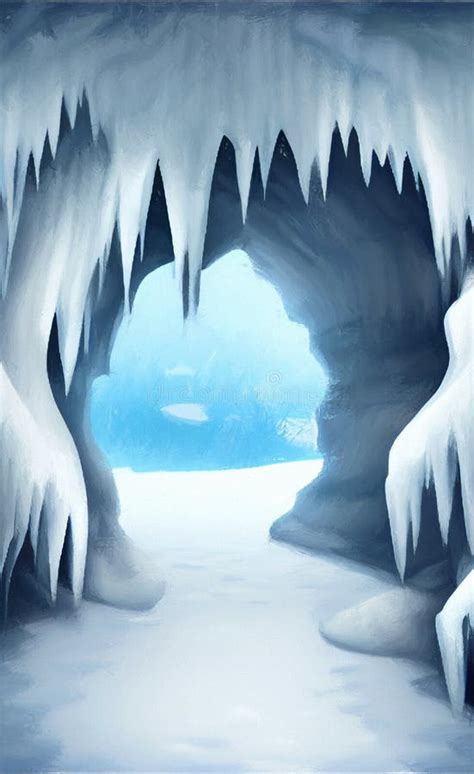 Ice Cave Entrance - Fantasy Landscape Stock Illustration - Illustration of painting, cave: 254680517