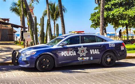 Puerto Escondido Oaxaca Mexico 2023 Mexican Police Car Vehicle Police