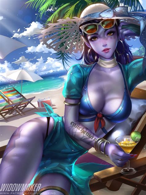 Widowmakers New Summer Skin By Liang Xing Overwatch Fan Art Widowmaker Overwatch Widowmaker