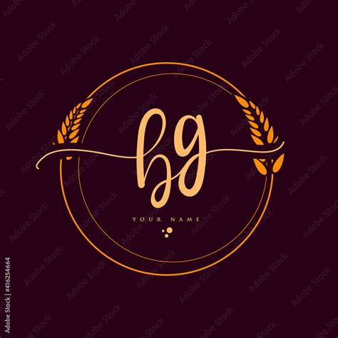 BG Initial handwriting logo. Hand lettering Initials logo branding with wreath, Feminine and ...