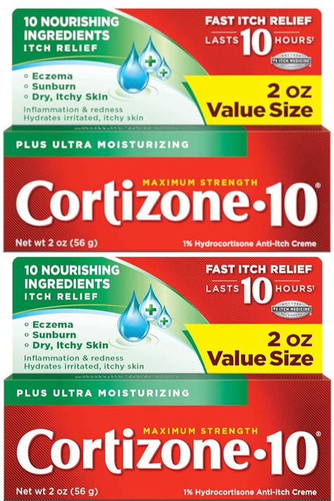 Cortizone 10 Plus Maximum Strength 1 Hydrocortisone Anti Itch Ultra Moisturizer Creme 2 Oz