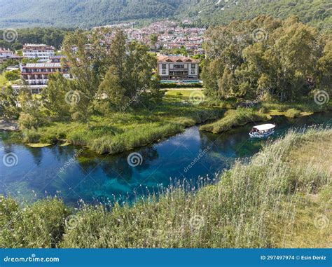 Turkey Akyaka Azmak River Travel Concept Photo Landscape View From