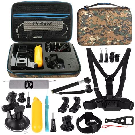 Puluz In Accessories Combo Kit With Camouflage Eva Case For Gopro