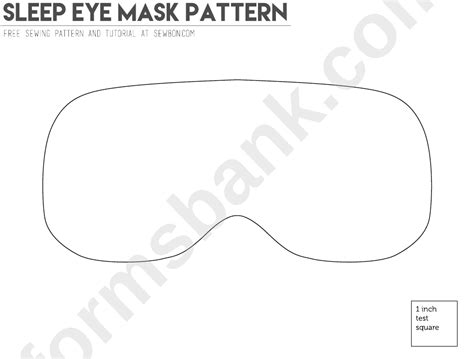 Sleep Eye Mask Pattern Template printable pdf download