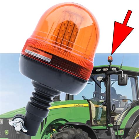 LED Beacon Warning Signal Light For John Deere Tractor Amber Truck