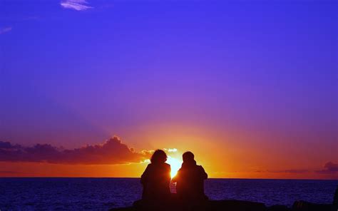 Anime Couple Sunset Wallpaper