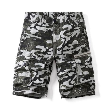 Short Homme Camouflage Surdimensionne Ample Multi Poches Decontracte Et