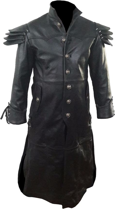 Olly And Ally Mens Real Black Leather Goth Matrix Trench Coat Steampunk Gothic T24 At Amazon