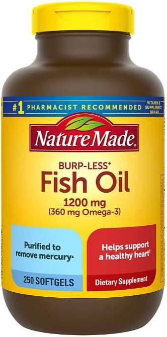 Amazon Nature Made Burp Less Fish Oil 1200 Mg Softgels 250 Ct