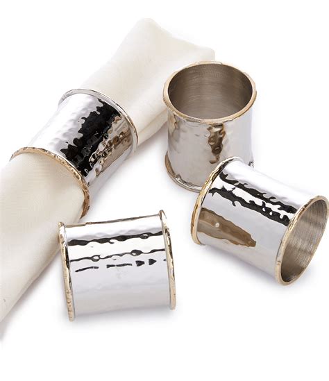 Southern Living Hammered Silver Gold Napkin Rings Set Of Dillard S